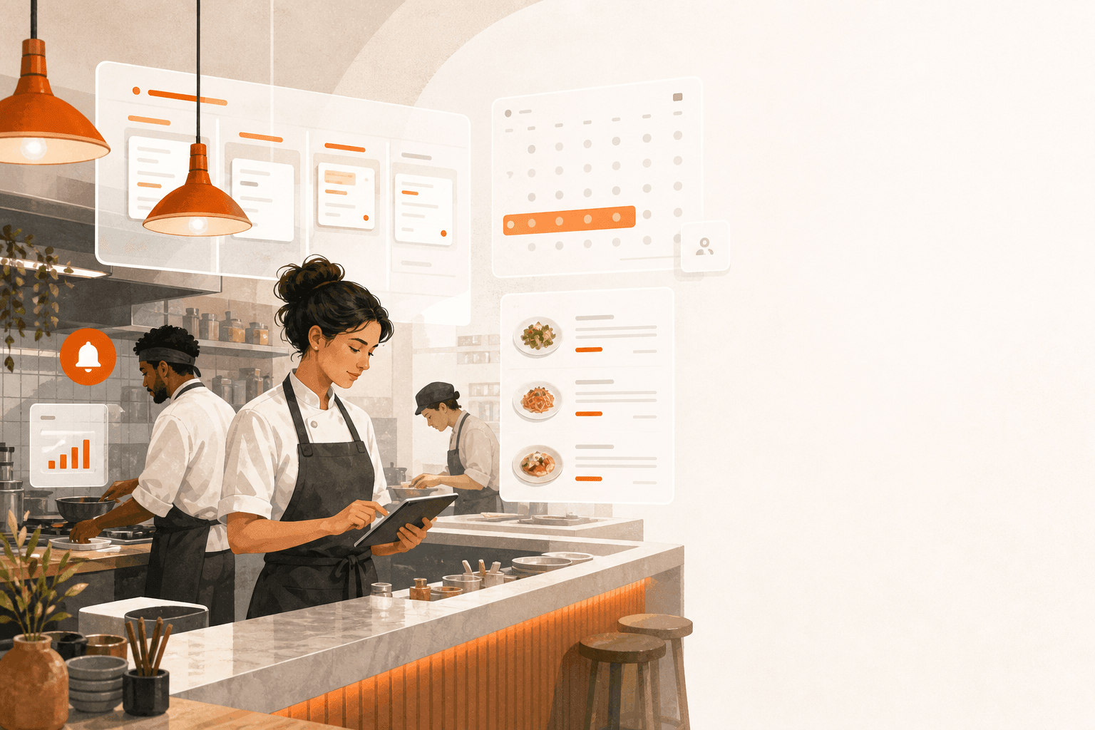 Restaurant team managing takeout, reservations, and menus on one platform