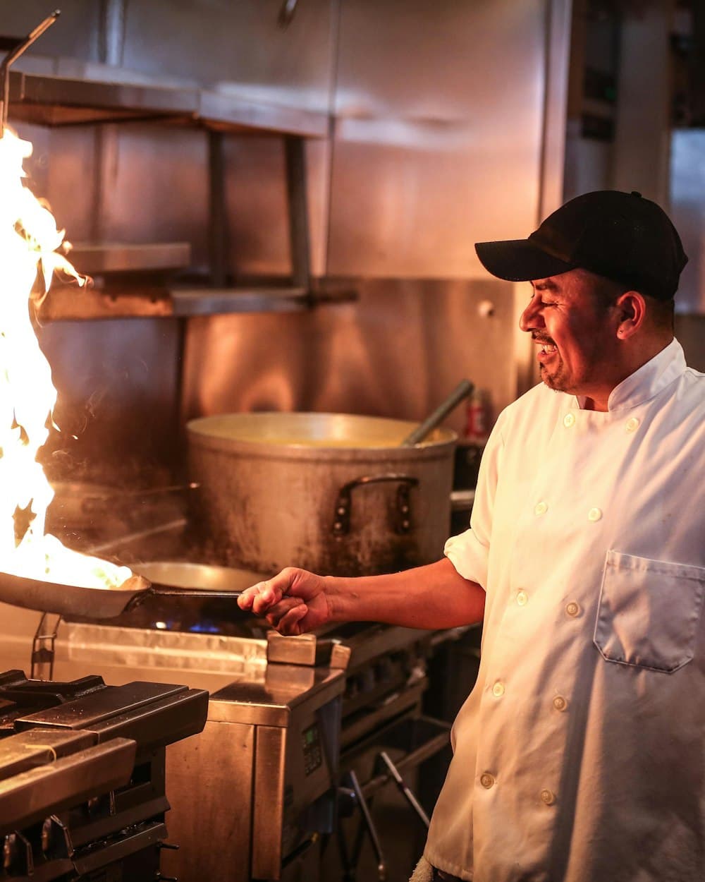 Restaurant kitchen staff during a shift